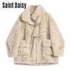 Women's Fur & Faux SaintDaisy Trim Fluffy Collar Jacket Women Winter Coat Wool 2021 Plus Size Clothes White Elegant Fleece 33715
