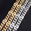 DZ 14mm Heavy Miami Baguette Zircon Lyed Out Out Cuban Link Ожерелье AAA CZ Установка Ожерелья Хип-хоп X0509