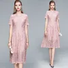 Women Summer Elegant Lace Dress Festa High Quality V-neck Cocktail Party Robe Femme Vintage Designer A-line Vestidos 210529