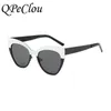 2021 mode noir blanc oeil de chat lunettes De soleil femmes Vintage métal Cateye cadre lunettes De soleil femme grandes nuances Oculos De Sol