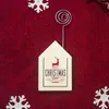 Houten kerstlabelhouder huis vorm cartoon kantoor desktop decoratie memo clip party zitkaart houders