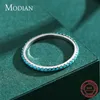 Modian 100 925 Sterling Silver Classic Exquisite Circle Turquoise Charm Stapelbare vingerring voor vrouwen Trendy Fine Jewelry 210611822047