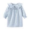 Mudkingdom Ruffle Collar Girls Nightgowns Plaid Long Sleeve Toddler Pajamas Dress Peter Pan Cute Sleep Shirts Girl Homewear 211109