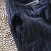 Mężczyźni Wiosna Jesień Moda Marka Japonia Styl Vintage Paski Bawełniane Pościel Proste Spodnie Męskie Casual Luźne Cienkie spodnie 210715