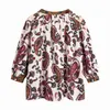 VuWyv Women Bluzki Beżowy Oversized Paisley Druku Bluzka Kobieta Lato Z Długim Rękawem Przycisk Koszule Vintage Damskie Topy 210430