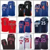 Basketball Derrick Rose Jersey Shirt Team Bleu Blanc Noir Rouge Couleur Sérigraphié Style Hommes Bonne Qualité