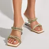 Kadın ayakkabı topuklu terlik yaz şeffaf tasarım temizle topuklu takozlar sandalet rahat açık sandales femmes