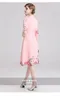 High Quality Summer Dress Women's Floral Embroidery Pink Short Sleeve Party Fashion Casual Vestidos 210520