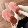 2022 Fashion Fluffy Slippers Winter Women Slippers Closed Toe Plush Slippers Solid Color Warm House Slides Indoor Floor Shoes W220218