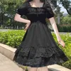 Lolita Style Kawaii Zwart Mini Jurk Dames Lente Gothic Korte Vrouw Harajuku Lace Party Dames Es Vestido 13243 210512