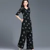 Sommer Overall für Frauen Party High Street Strampler Chiffon Floral Elegante Schwarz Weites Bein Ganzkörperanzug Plus Größe 4XL 210625