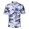 AIOPESON Hawaii Style T-Shirt Uomo Estate Casual Stand Collar 100% Cotone s T Shirt Moda Abbigliamento di alta qualità 210707