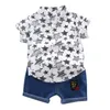 Clothing Sets 0-36M Baby Boy Clothes Toddler Kids Set Short Sleeve Stars Pattern Shirt Tops Denim Pants 2Pc Fashion Summer