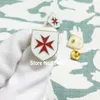 10pcs Masonic Pins Badge mason Masons Brooch Crusader Warrior Order Knight White Shield with Red Maltese Cross Lapel Pin