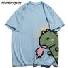 Hip Hop T-shirt Streetwear Harajuku Cartoon Dinozaur Print T Shirt Mężczyźni Lato Krótki Rękaw Tshirt Bawełniane Casual Tops Tees 210601