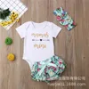 Summer born Infant Rompers Baby Girl Clothes Short Sleeve Letter Floral Shorts Headwear Girls 210629