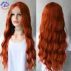Рыжий оранжевый цвет, кружевные передние парики, Peluca Naranja, синий/желтый/винно-красный/розовый свободный волнистый парик для черных/белых женщин