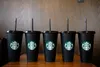 Sjöjungfrun gudinna Starbucks 24oz/710 ml plastmuggar tumlare återanvändbar klar dricka platt botten pelare form lock halmkoppar mugg bästa kvalitet