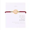 Zircon Love Heart Charm Bracelets Adjustable Braided String Micro inlay Bangle Jewelry Gift for Women Men With Wish Card