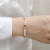 New Fashion Bangle Jewelry 316 Stainless Steel Rose Gold Crystals Bracelet for Women Best Gift Accessories Q0717