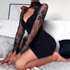 Sexy Bodycon Woman Goth Dress Winter Long Sleeve Elegant Dresses For Women Party Night Club Punk Designer Clothes 93645P 210712