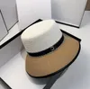 브랜드 디자이너 모자 남성을위한 양동이 모자 여성을위한 모자 와이드 브림 체크 캐주얼 패션 5A + 고품질 밀짚 잔디 끈 썬 여름 56-58cm