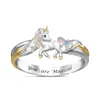 Unicorn Animal Rings Jewelry Accessories Cute Lettering Always Love You Gold Silver Plated Women Band Ring Fashion 2 3hj M26772494