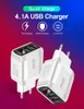 Chargeurs d'affichage à LED QC3.0 4.1A Charge rapide à 2 ports pour affichage de batterie de téléphone portable Double chargeur rapide USB