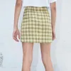 Women Split Details Plaid Mini Skirt with Under Shorts Mini Skort In Check lady vintage party casual short pleated skirts mujer X0428