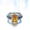 Anelli di nozze Hainon Fashion Classic for Women Silvercolor Pink Blue Crystals CZ Engagement Love Jewelery Gifts di lusso1196201