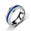 Roestvrijstalen diamantringband vinger wit blauw een enkele rij kristallen verloving wo ringen vrouwen mannen mode sieraden wil en zandig