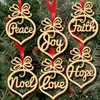 Kerstboom Hangers Decoraties Houten Hol Letter Ornament Xmas Hanging Tags Embellishments Crafts Holiday Festival Decor