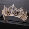Saç Klipleri Tokalarım Luxuriou Altın Taç Kristal Rhinestone Büyük Gelin Düğün Taira Kraliçe Diadem Başlığı Aksesuarları Kafa Takı Half2