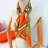 Scarves 90cm Luxury Twill Silk Scarf Shawl Women Saddle Hijab Bandana Handmade Curled Foulard Square Head Warps