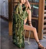 Teelynn зеленый цветочный принт шифон кимоно женские блузки рубашки с длинным рукавом лето халат Boho пляж одежда бикини накрытие Vestidos 210323