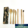 Bärbar miljövänlig bestick set 8pcs bambu bestick set kniv gaffel sked återanvändbar sugrör chopsticks bambu resa utten1 fabrikspris expert design kvalitet