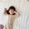 Baby Girls Pure Color Sended Pajamas наборы мода с длинным рукавом футболка и брюки костюм домашняя одежда для малышей детей 210615