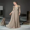 2021 Mother Of The Bride Dresses Half Long Sleeves Appliqued V Neck A Line Wedding Guest Dress Custom Plus Size Formal Gowns