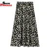 Women Skirts Bohemian Long floral printed beach skirts A-line high waist girls Elegant Female Bottom 210524