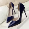 Kobiety Pompy Patentowe Skórzane Płytkie Wysokie Obcasy Kobieta Buty Poruszone Palec High Heels Wedding Shoes