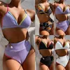 Sexy taille haute Bikini col en V femmes maillot de bain Push Up maillots de bain coupe maillot de bain été maillots de bain Biquini 210621