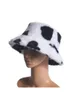 Femme hiver chaude épaissie bougeeuse moelleuse chapeau de chapeau de lait de lait de lait de vache à crampons imprimés écran solaire Panama pêcheur capg g220311