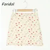 Floral Boho Summer Chiffon Short A-line Skirts Women Vintage High Waist Print Mini Womens Straight Skirt 210427