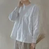 ジョニーチャー女性リネンパッチワークTシャツソリッドカラービンテージスプリングオリジナルプラスサイズの女性服高品質Tシャツ210521