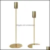 Décor Home Garden Candle Holders 2 sztuk Prosty Metal Candlestick Ozdoby Ozdoby Luksusowe Iron Art Decoration (Golden) Drop Dostawa 2021 VMQ0F