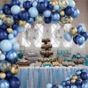 113pcs Blue Metallic Balloons Garland Kit Gold Confetti Boy Adult Balloon Balloon Arco Compleanno Baby Shower Decorazioni per feste nozze 220226