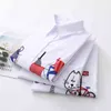 Cartoon Camicia bianca Casual Wear Cotton Turn Down Collar Manica lunga camicetta ricamo Feminina Top 973G 210420