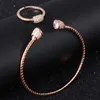 Conjunto de 3 conjuntos/paquete de anillos de brazalete de Arabia Saudita geométricos de lujo para mujer, Micro circonita cúbica, pavé para fiesta, boda, joyería de Dubái H1022