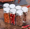 Nieuwe Herb Spice Tools 80 ml Potten Zout Peper Flessen Lege vierkante Containers Shaker met Deksel Luchtdichte Metalen Caps EWE6281