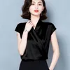 Koreanische Seide Frauen Blusen Top Frau Elastische Satin Bluse V-ausschnitt Hemd Plus Größe Blusas Mujer De Moda 4XL 210427